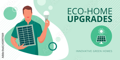Eco-home upgrades and green energy banner
