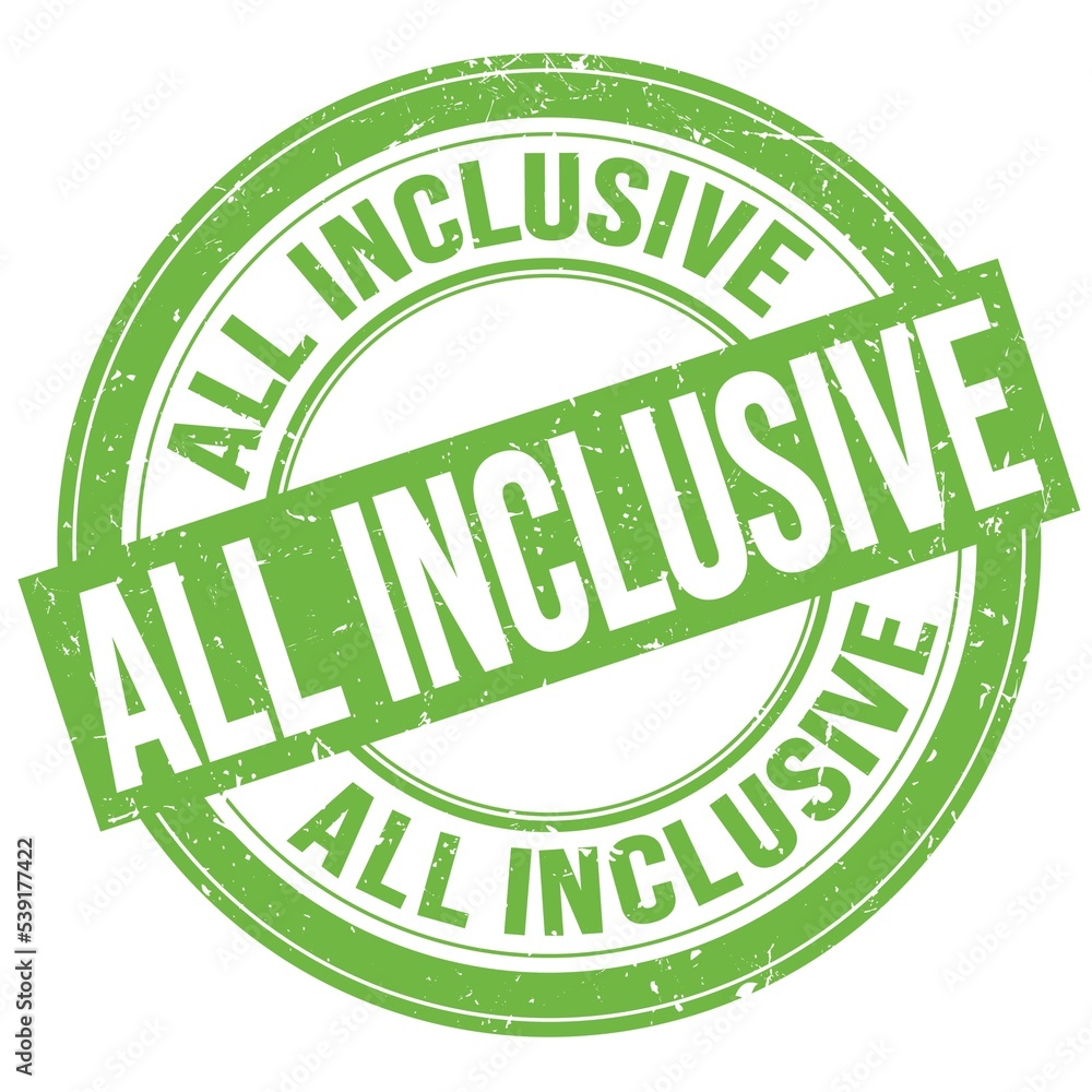 ALL INCLUSIVE text written on green round stamp sign