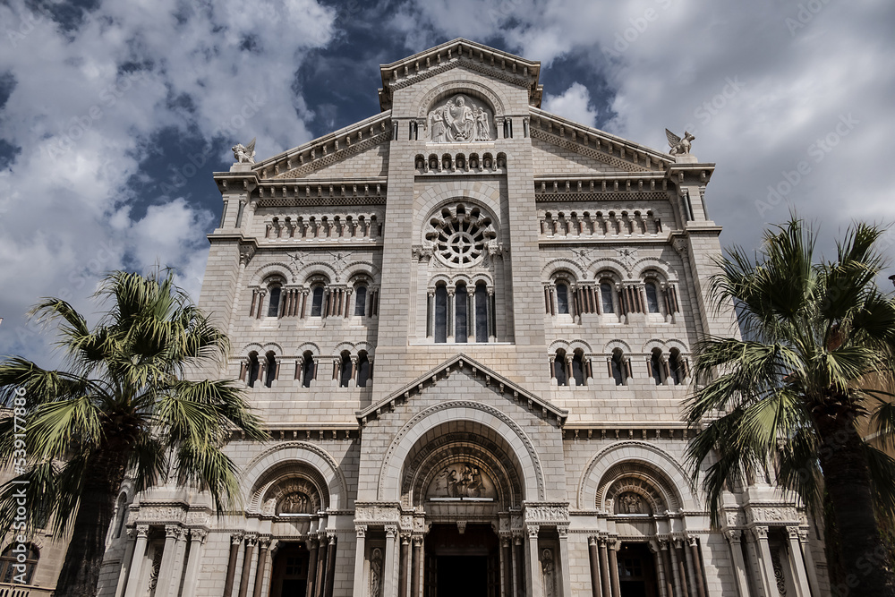 Monaco Cathedral of Our Lady of the Immaculate Conception or Saint Nicholas Cathedral. Roman Catholic Cathedral located on site of the church built in 1252. Monaco-Ville, Monaco.