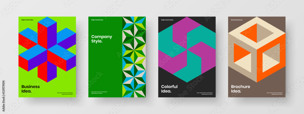 Isolated journal cover vector design concept composition. Original geometric hexagons company identity layout bundle.