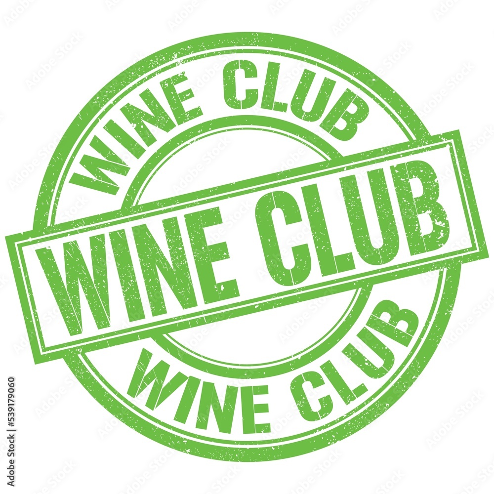 WINE CLUB written word on green stamp sign WINE CLUB written word on green stamp sign