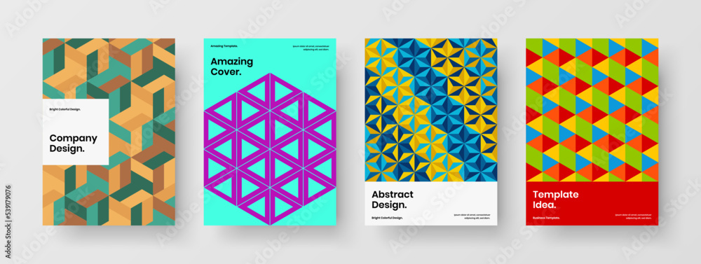 Abstract front page design vector layout set. Vivid mosaic shapes postcard template composition. Abstract front page design vector layout set. Vivid mosaic shapes postcard template composition.