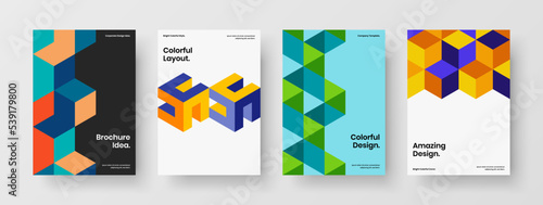 Isolated banner design vector concept set. Amazing mosaic pattern company identity layout bundle.
