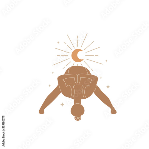 Slim sportive young woman doing yoga, and fitness exercises. Healthy lifestyle. Isolated on white background minimal.