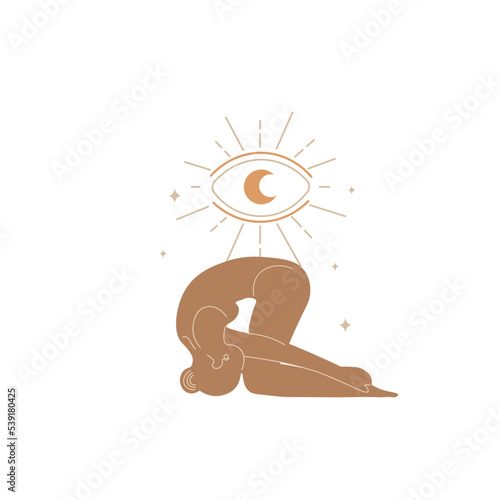 Slim sportive young woman doing yoga, and fitness exercises. Healthy lifestyle. Isolated on white background minimal.