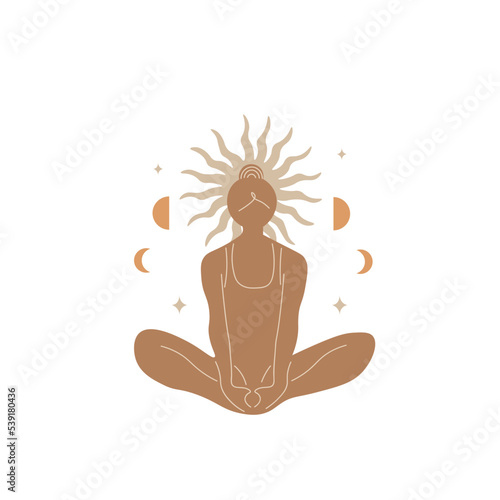 Slim sportive young woman doing yoga, and fitness exercises. Healthy lifestyle. Isolated on white background minimal.