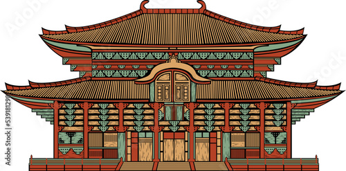 Todaiji temple in nara japan. Isolated vector.