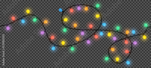 Christmas lights on transparent background
