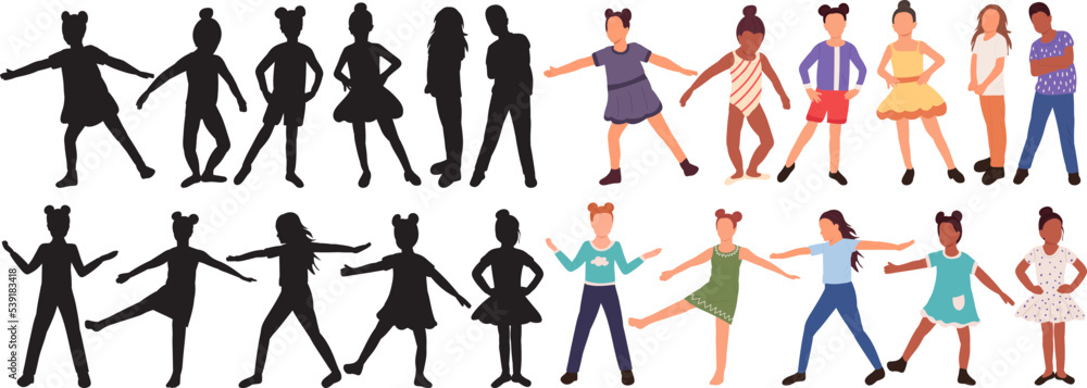 Obraz premium kids set silhouette design isolated vector