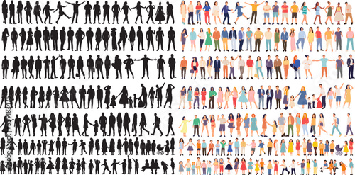 collection of people silhouette design isolated vector