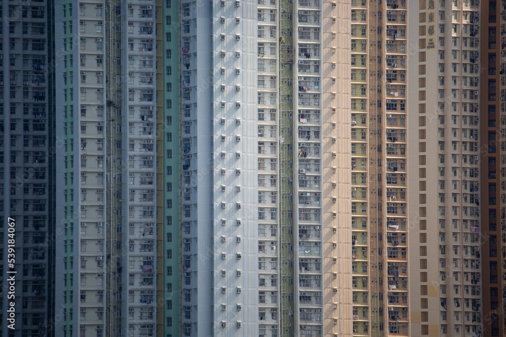 2022 Oct 14,Hong Kong.Dense and highrise residential apartment blocks in Hong Kong