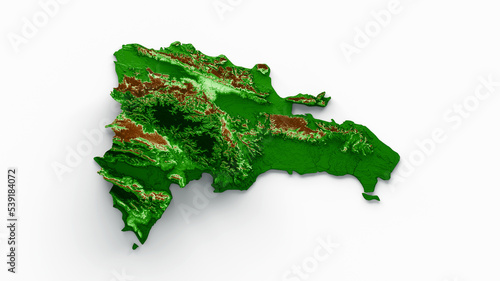Dominican Republic Topographic Map 3d realistic map Color 3d illustration