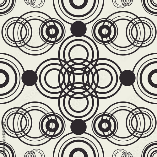 Monochrome vector background with round shapes. Circle seamless pattern.