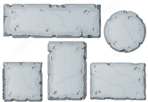 Stone Board set. Stone banner elements for game and web in cartoon style.