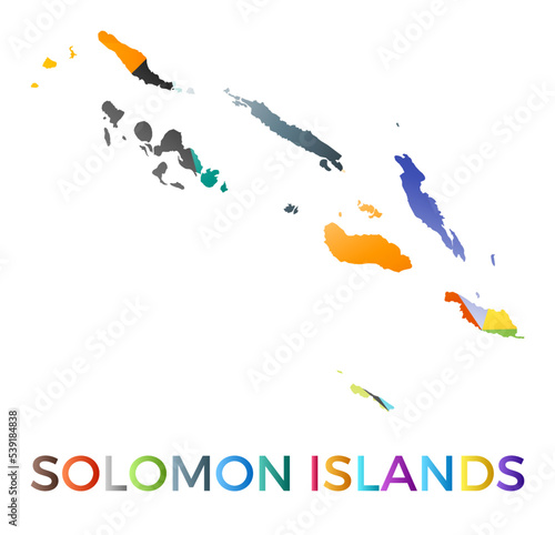 Bright colored Solomon Islands shape. Multicolor geometric style country logo. Modern trendy design. Elegant vector illustration.