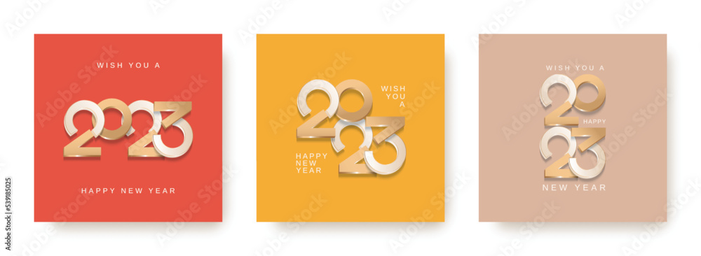 Vecteur Stock 2023 New Year Greetings. Minimalistic Of 2023 New Year With 3D  Number On Modern Color Background. 2023 Design For Banner, Card And Post  Template | Adobe Stock
