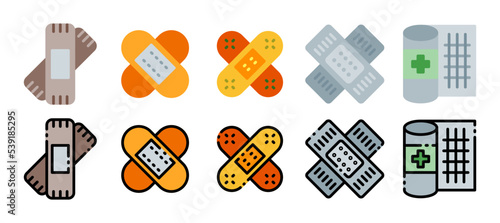 bandage icon set. vector illustration with flat and filled line style