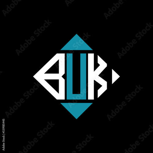 BUK letter logo creative design. BUK unique design.
