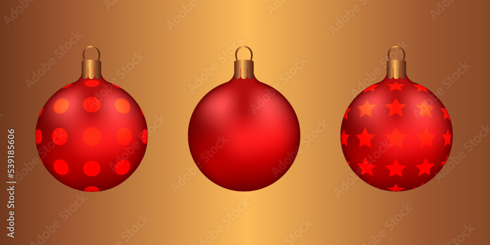 Set of realistic Christmas balls. Christmas baubles, Christmas decorations, Red gold Christmas balls on the Christmas treeа (2)