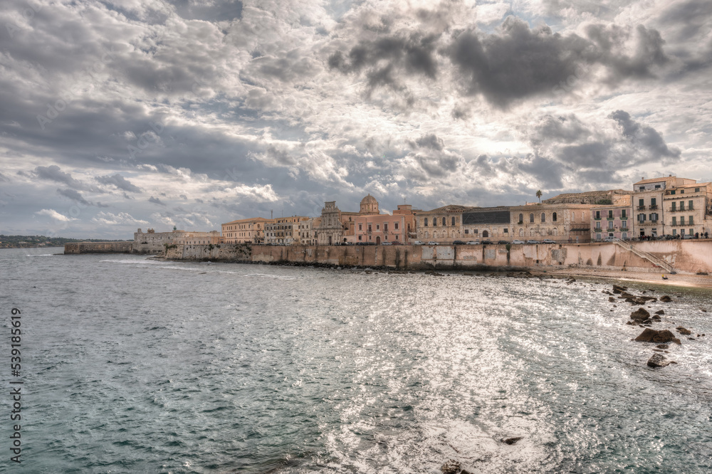 The breathtaking scenery of the Ortigia seafront in Syracuse Sicily