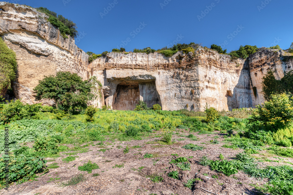 Syracuse Sicily, the quarries of paradise inside the Neapolis archaeological park.
