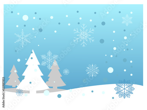christmas background with tree and snowflakes.