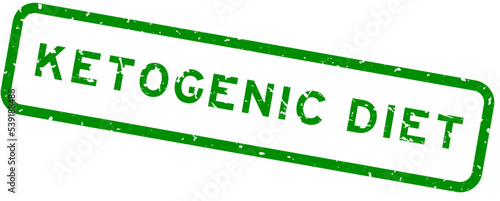 Grunge green ketogenic diet word square rubber seal stamp on white background