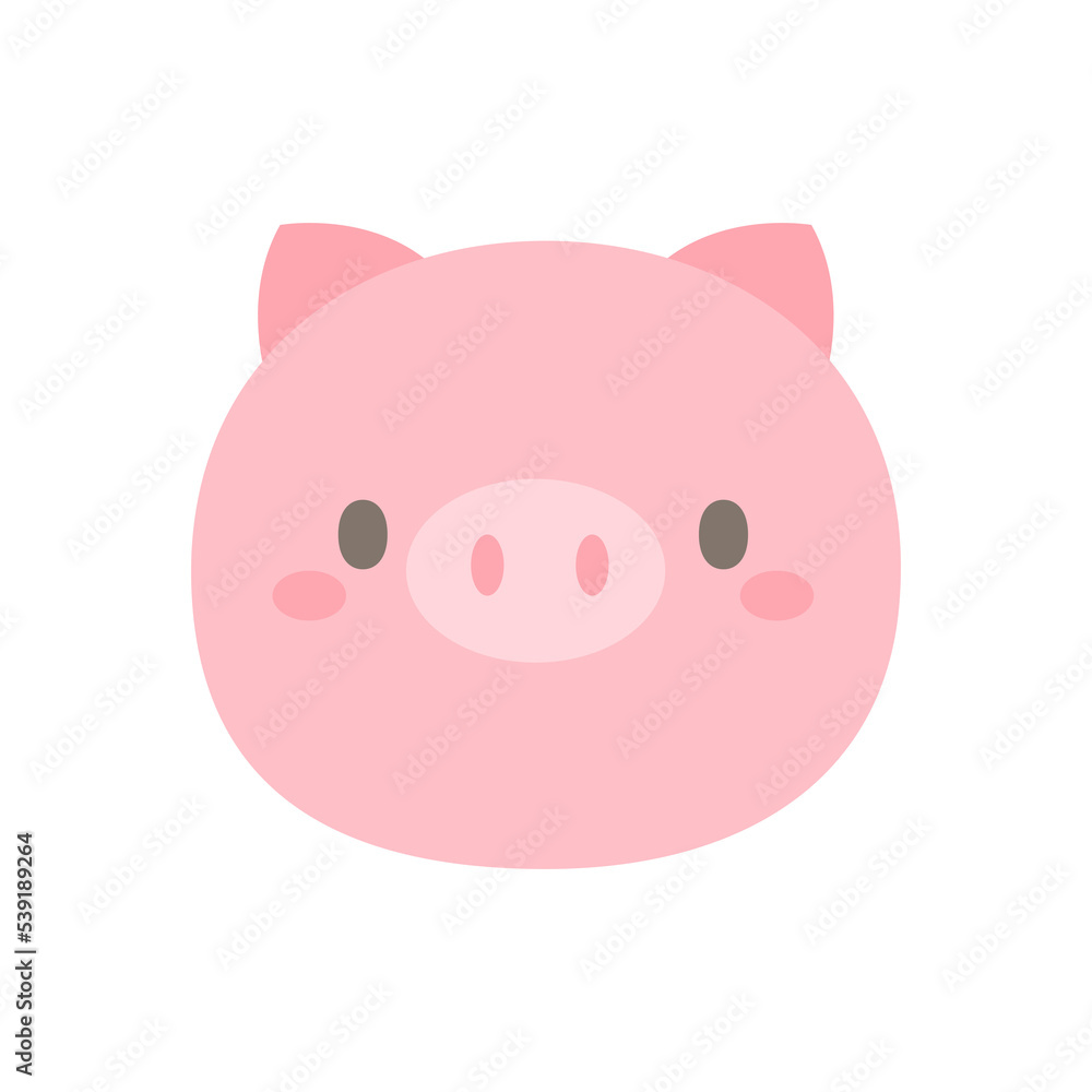 Piglet vector. cute animal face design for kids