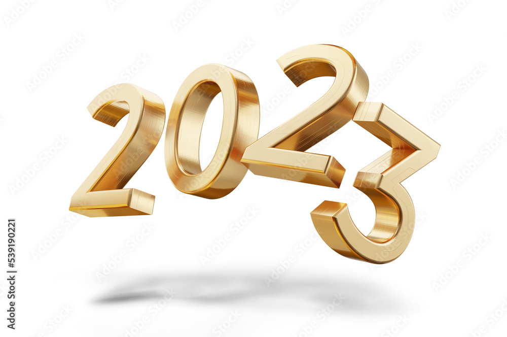2023 symbol golden year 3d-illustration 2023 symbol golden year 3d-illustration