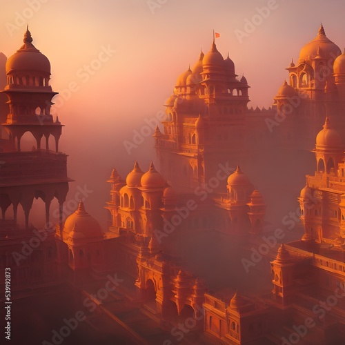 Ancient Red City misty titanic