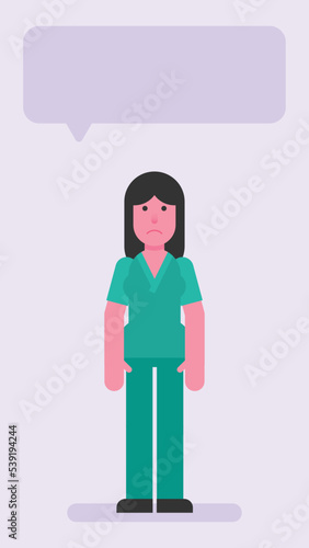 Nurse woman standing and upset