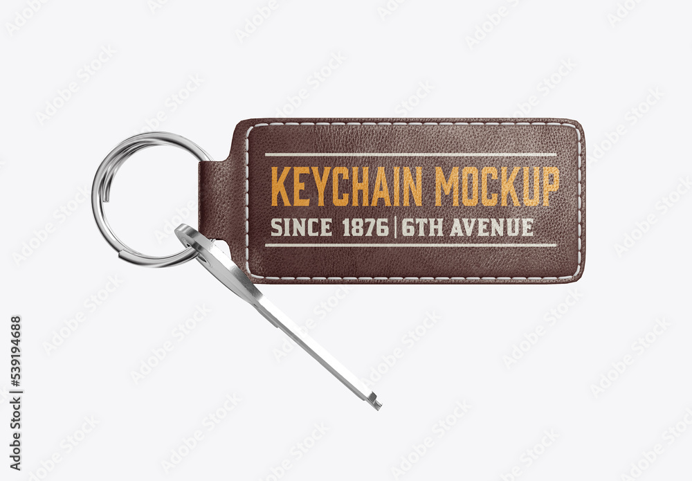 Leather Keychain with Key Mockup Stock Template | Adobe Stock