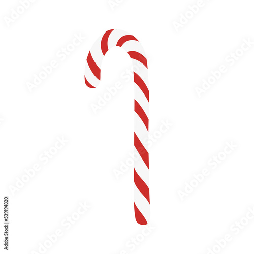 Striped candy cane isolated on white background