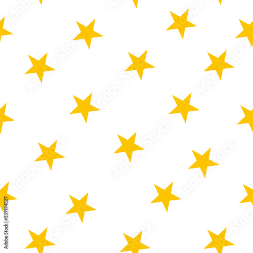 Yellow stars on white background seamless pattern