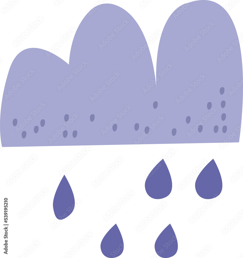 Rainy cloud. Easter element with transparent background. Holiday spring children illustration for Easter decor Rainy cloud. Easter element with transparent background. Holiday spring children illustration for Easter decor