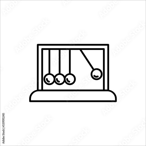 Newton cradle icon, pendulum icon on white background.
