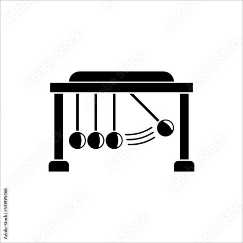 Newton cradle icon, pendulum icon on white background.