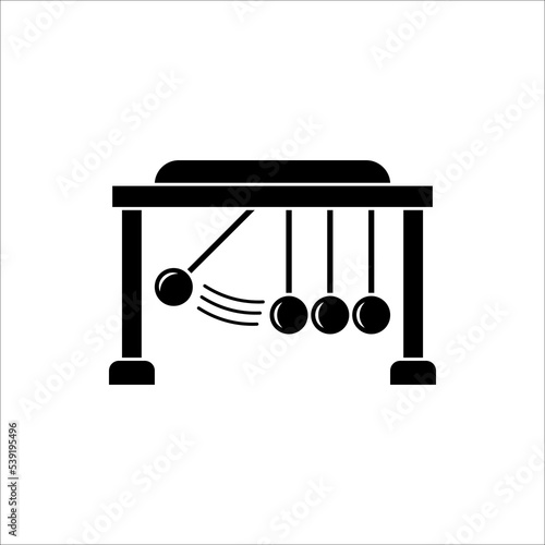 Newton cradle icon, pendulum icon on white background.