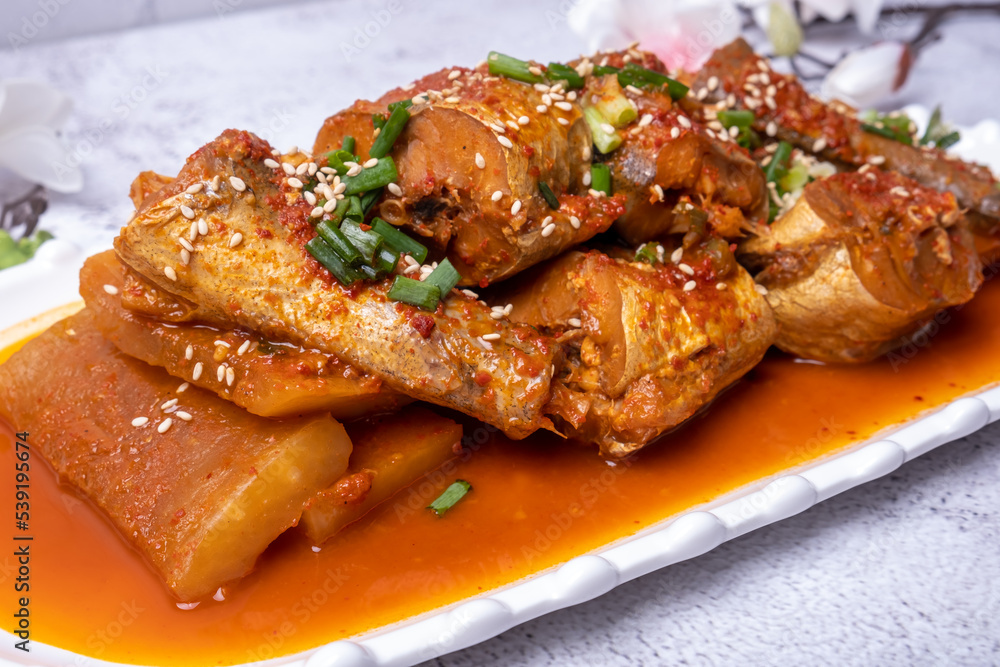 Braised Pollack, one of the types of Korean food Stock Photo Adobe Stock