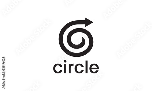 letter G and arrow logo, spiral circle vector icon design
