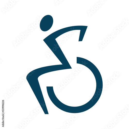 carte ou bandeau indiquant  l'emplacement des toilettes pour les personnes à mobilités réduites  par un pictogramme de couleur bleu gris sur un fond blanc