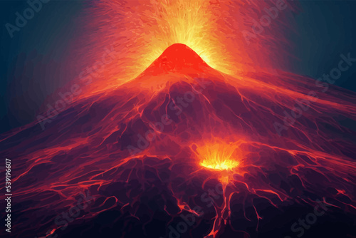 Photo massive volcano eruption, a large volcano erupting hot.