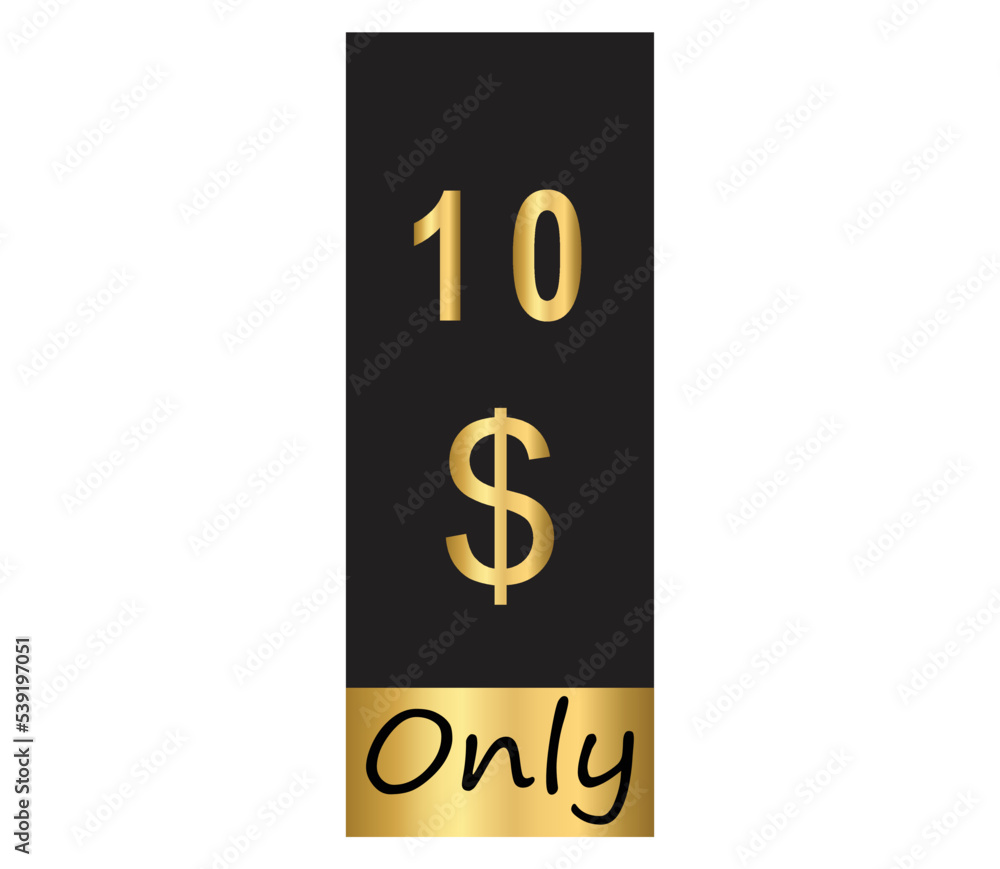 $ Dollar Only Coupon sign or Label or discount voucher Money Saving label, stamp Vector Illustration with fantastic gold font on black background $ Dollar Only Coupon sign or Label or discount voucher Money Saving label, stamp Vector Illustration with fantastic gold font on black background