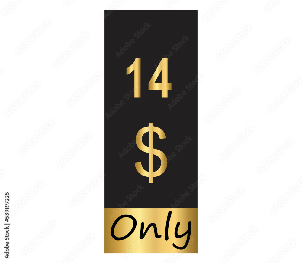 $ Dollar Only Coupon sign or Label or discount voucher Money Saving label, stamp Vector Illustration with fantastic gold font on black background $ Dollar Only Coupon sign or Label or discount voucher Money Saving label, stamp Vector Illustration with fantastic gold font on black background