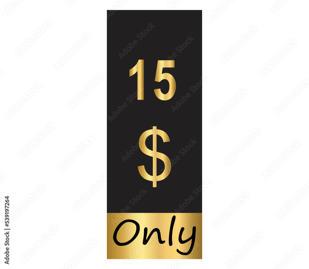 $ Dollar Only Coupon sign or Label or discount voucher Money Saving label, stamp Vector Illustration with fantastic gold font on black background $ Dollar Only Coupon sign or Label or discount voucher Money Saving label, stamp Vector Illustration with fantastic gold font on black background