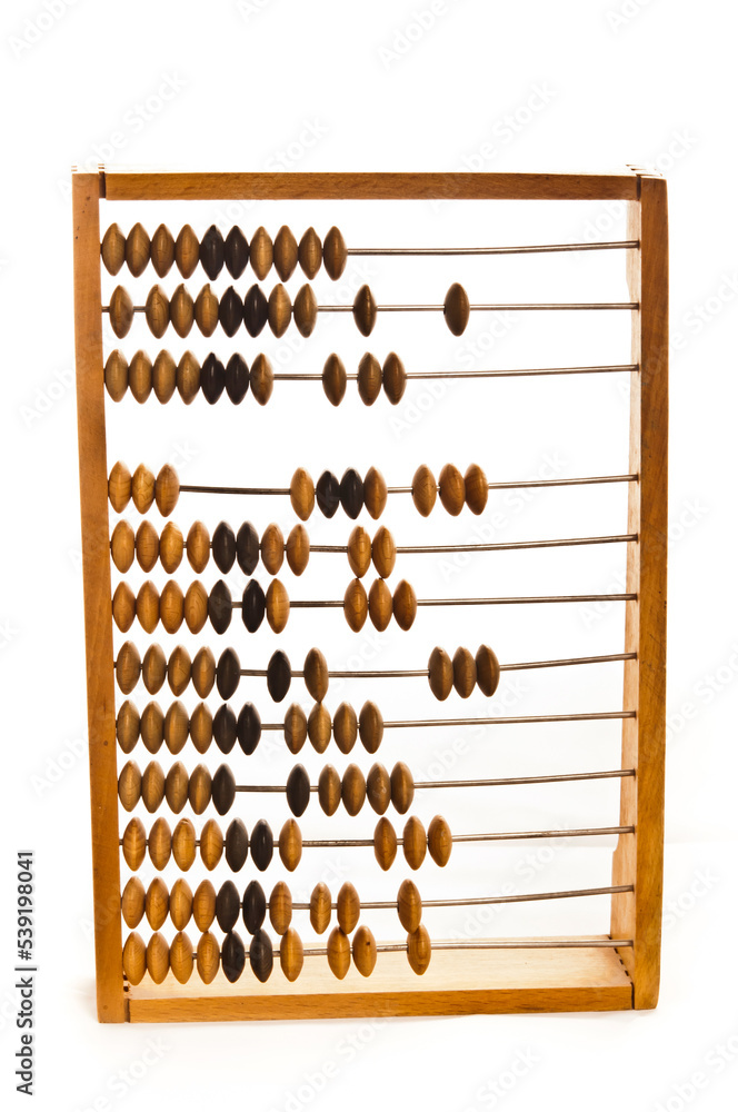 antique wooden abacus for calculation, isolated antique wooden abacus for calculation, isolated
