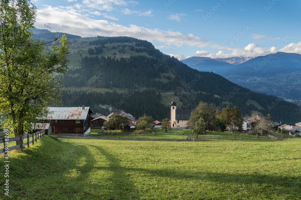The village of Pitasch, in the Surselva region of the Grisons, Switzerland