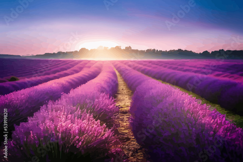 a beautiful purple blooming lavender field in summer