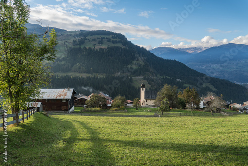The village of Pitasch, in the Surselva region of the Grisons, Switzerland