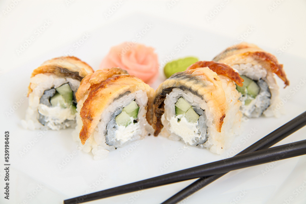 Eel sushi. Traditional japanese sushi rolls Eel sushi. Traditional japanese sushi rolls